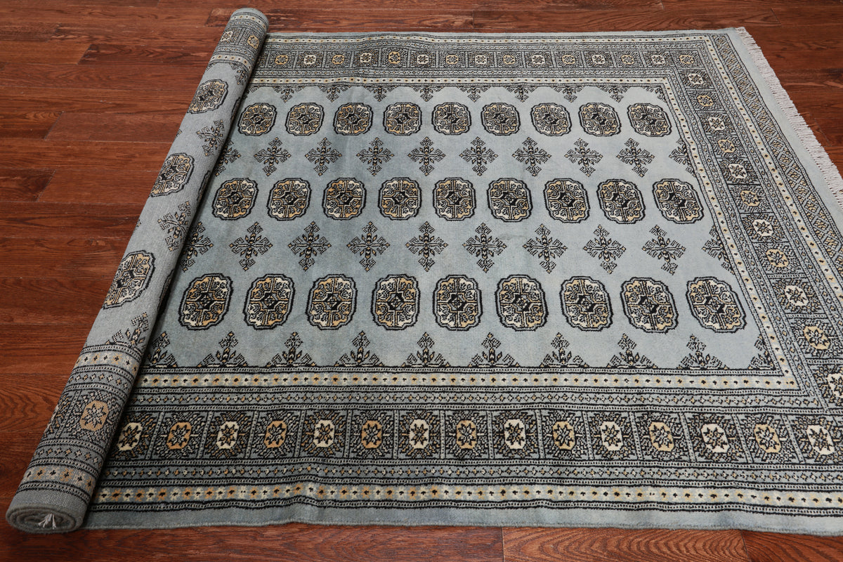 Grey Bokhara Hand Knotted Wool Rug - 5' 5" X 8' 0"