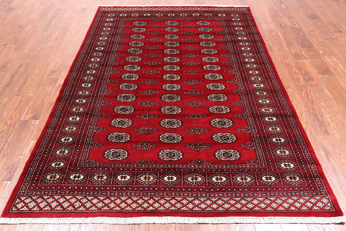 Red Bokhara Hand-Knotted Wool Rug - 5' 5" X 8' 0"