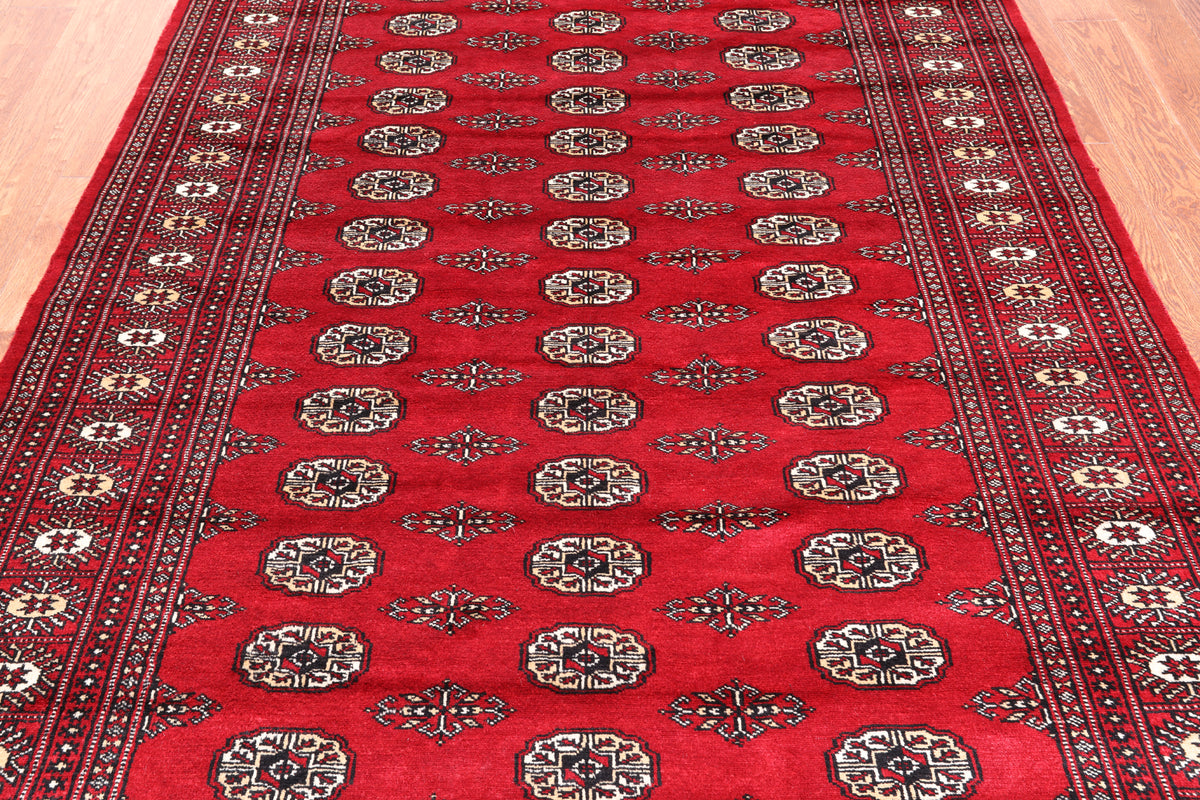 Red Bokhara Hand-Knotted Wool Rug - 5' 5" X 8' 0"