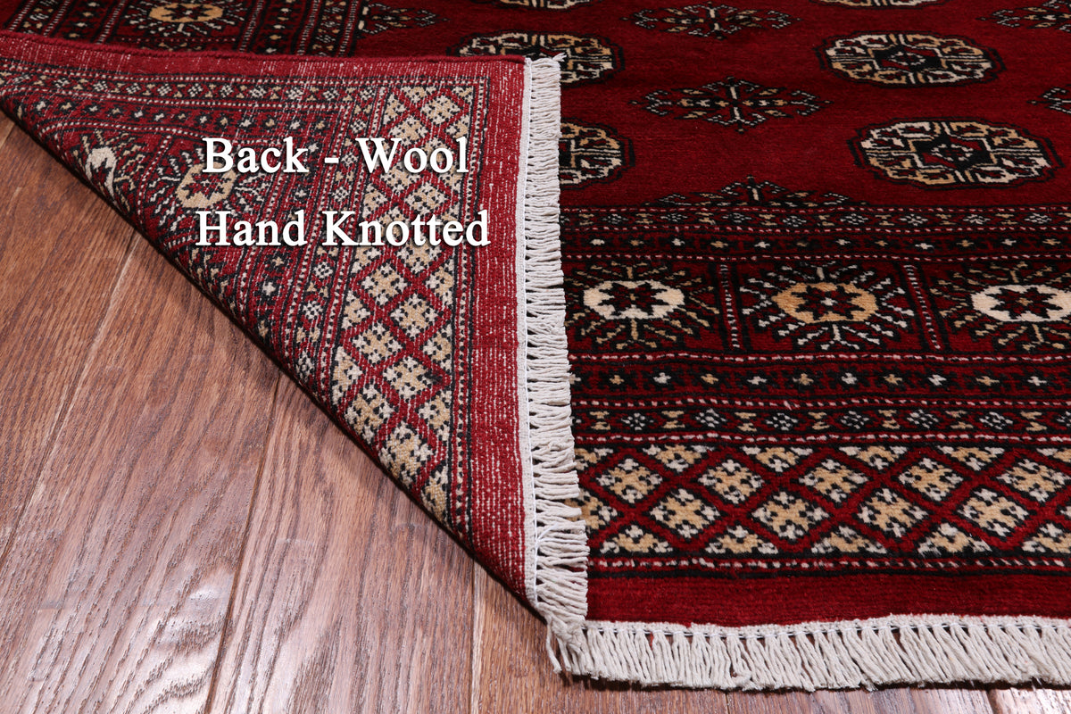 Red Bokhara Hand-Knotted Wool Rug - 5' 5" X 8' 0"