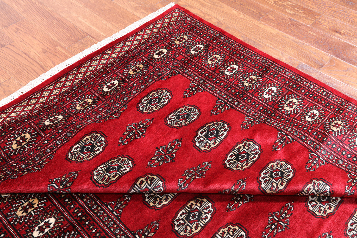 Red Bokhara Hand-Knotted Wool Rug - 5' 5" X 8' 0"