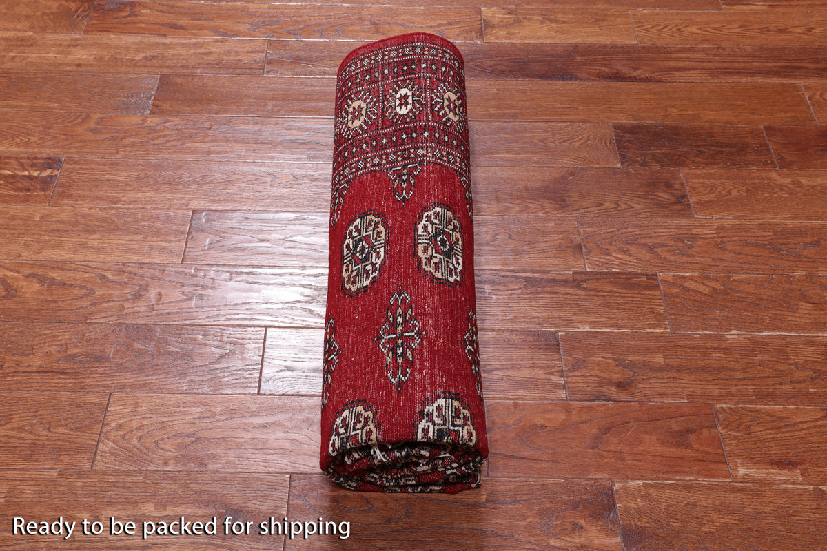 Red Bokhara Hand-Knotted Wool Rug - 5' 5" X 8' 0"