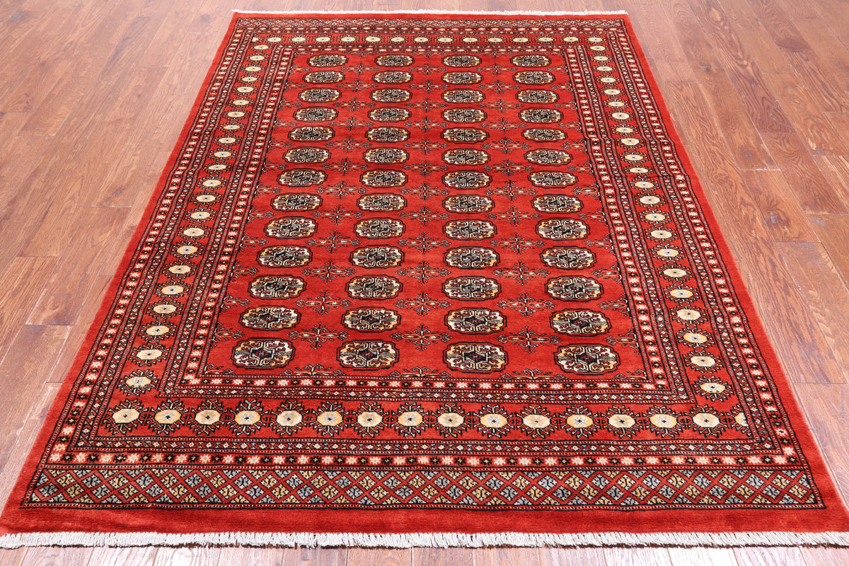 Rust Bokhara Hand-Knotted Wool Rug - 5' 7" X 7' 4"