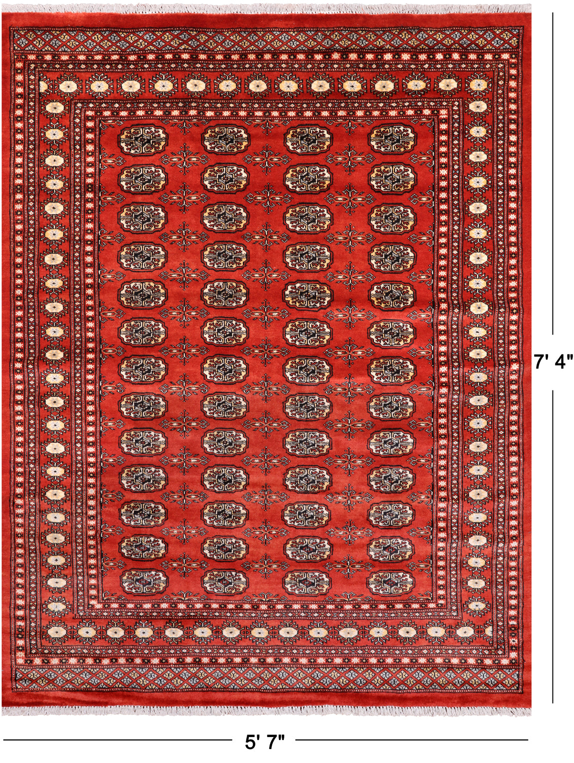 Rust Bokhara Hand-Knotted Wool Rug - 5' 7" X 7' 4"
