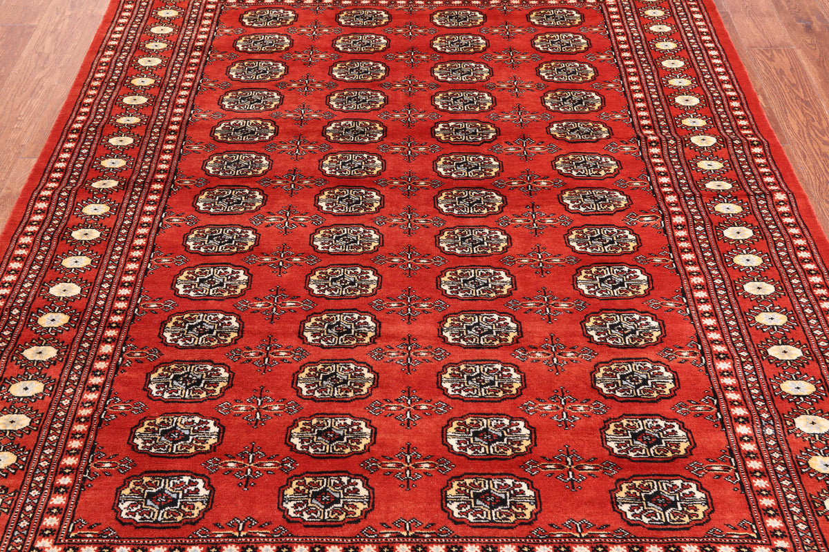 Rust Bokhara Hand-Knotted Wool Rug - 5' 7" X 7' 4"