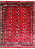 Red Bokhara Hand Knotted Wool Rug - 5' 7" X 7' 6"