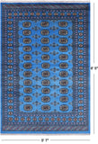 Blue Bokhara Hand-Knotted Wool Rug - 5' 7" X 8' 5"
