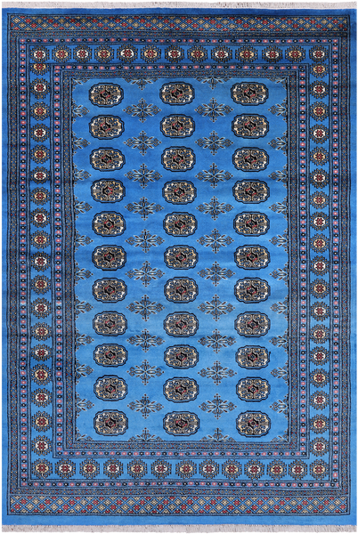 Blue Bokhara Hand-Knotted Wool Rug - 5' 7" X 8' 5"