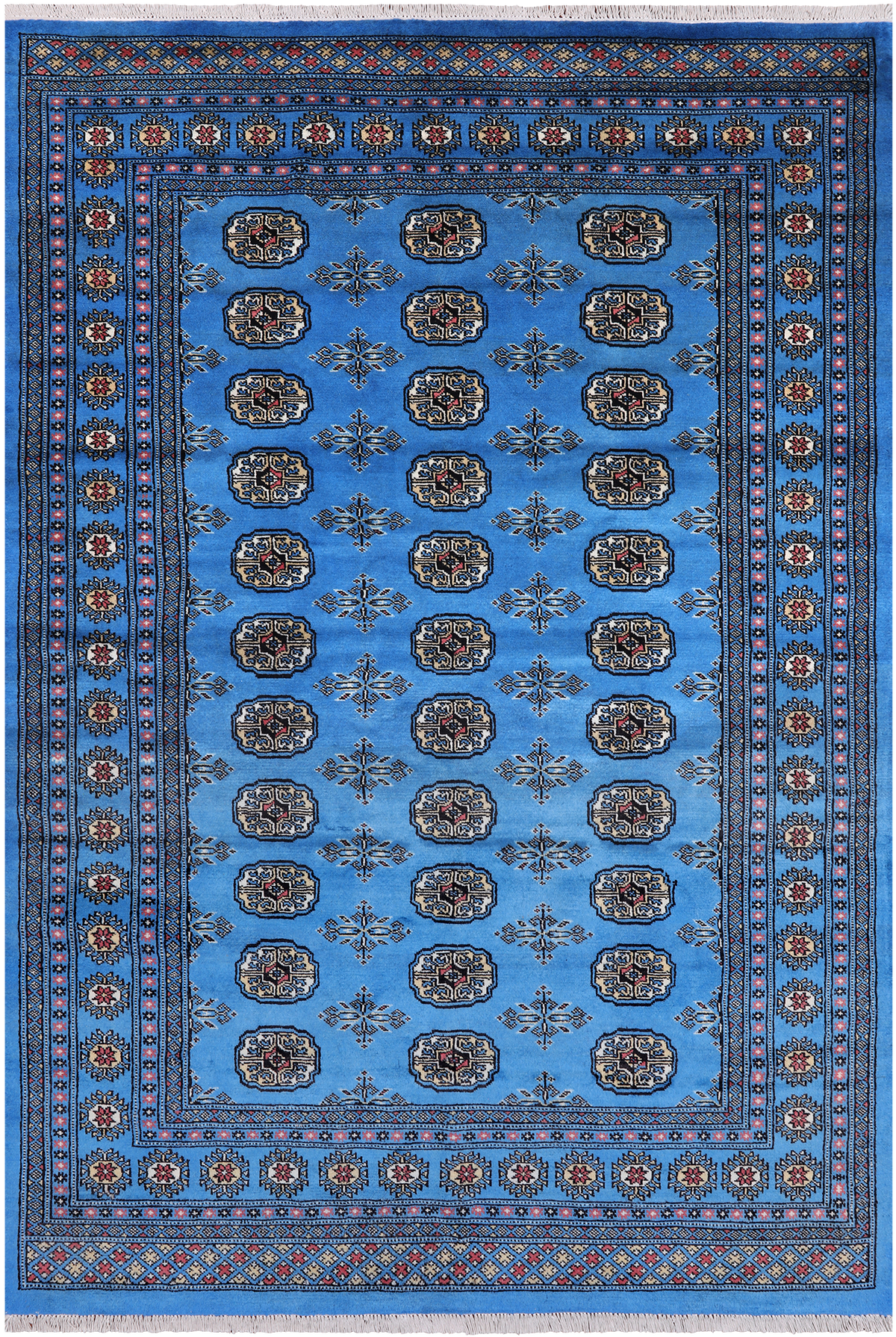 Blue Bokhara Hand-Knotted Wool Rug - 5' 7" X 8' 5"