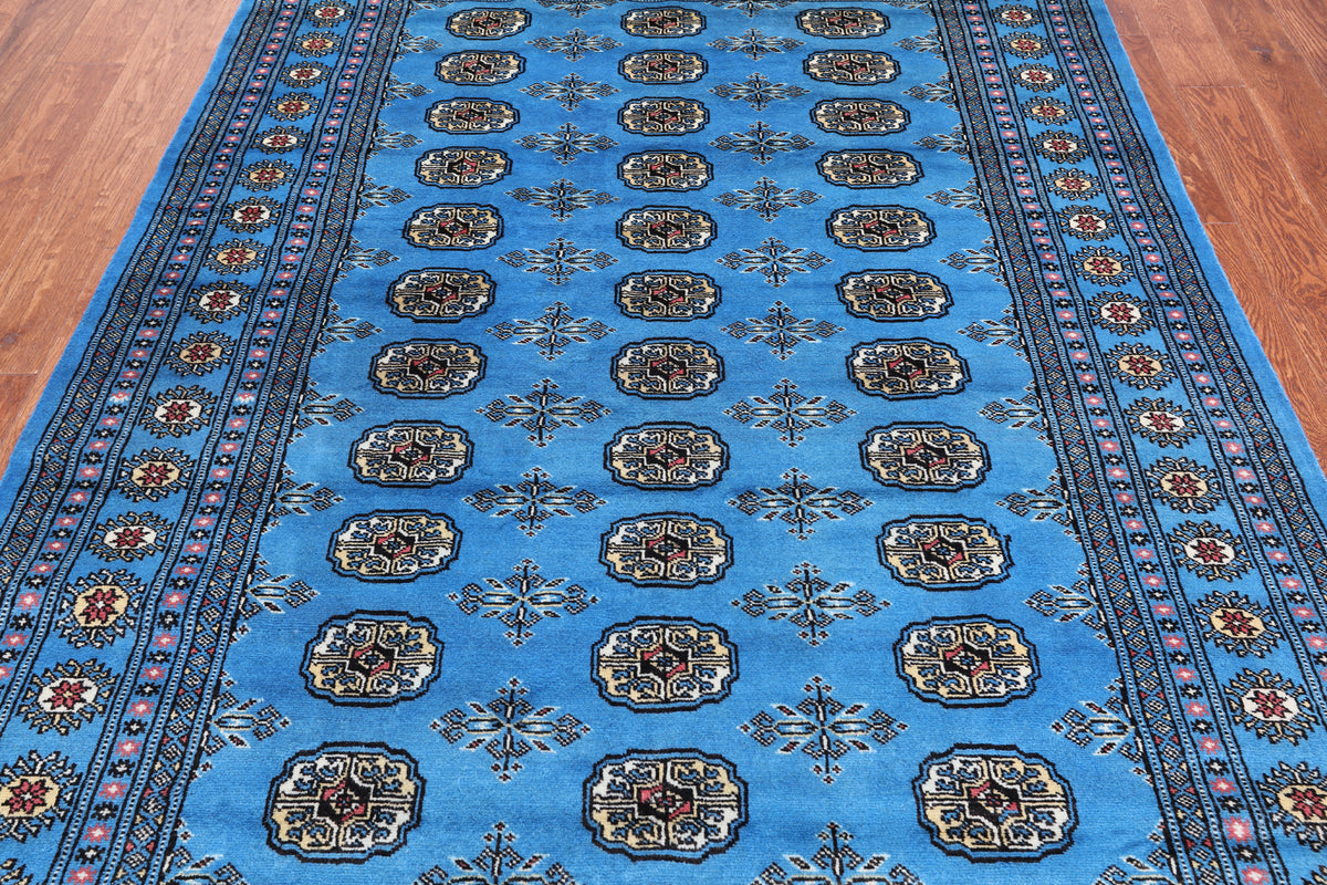 Blue Bokhara Hand-Knotted Wool Rug - 5' 7" X 8' 5"