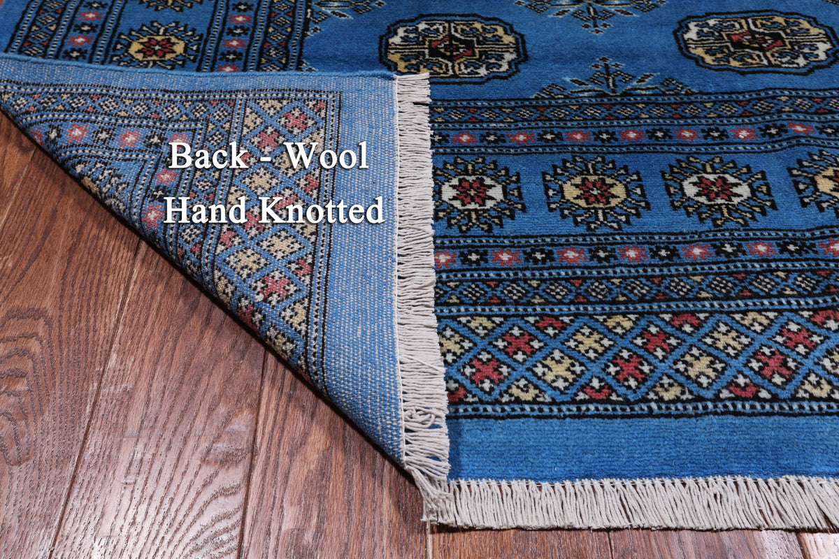 Blue Bokhara Hand-Knotted Wool Rug - 5' 7" X 8' 5"
