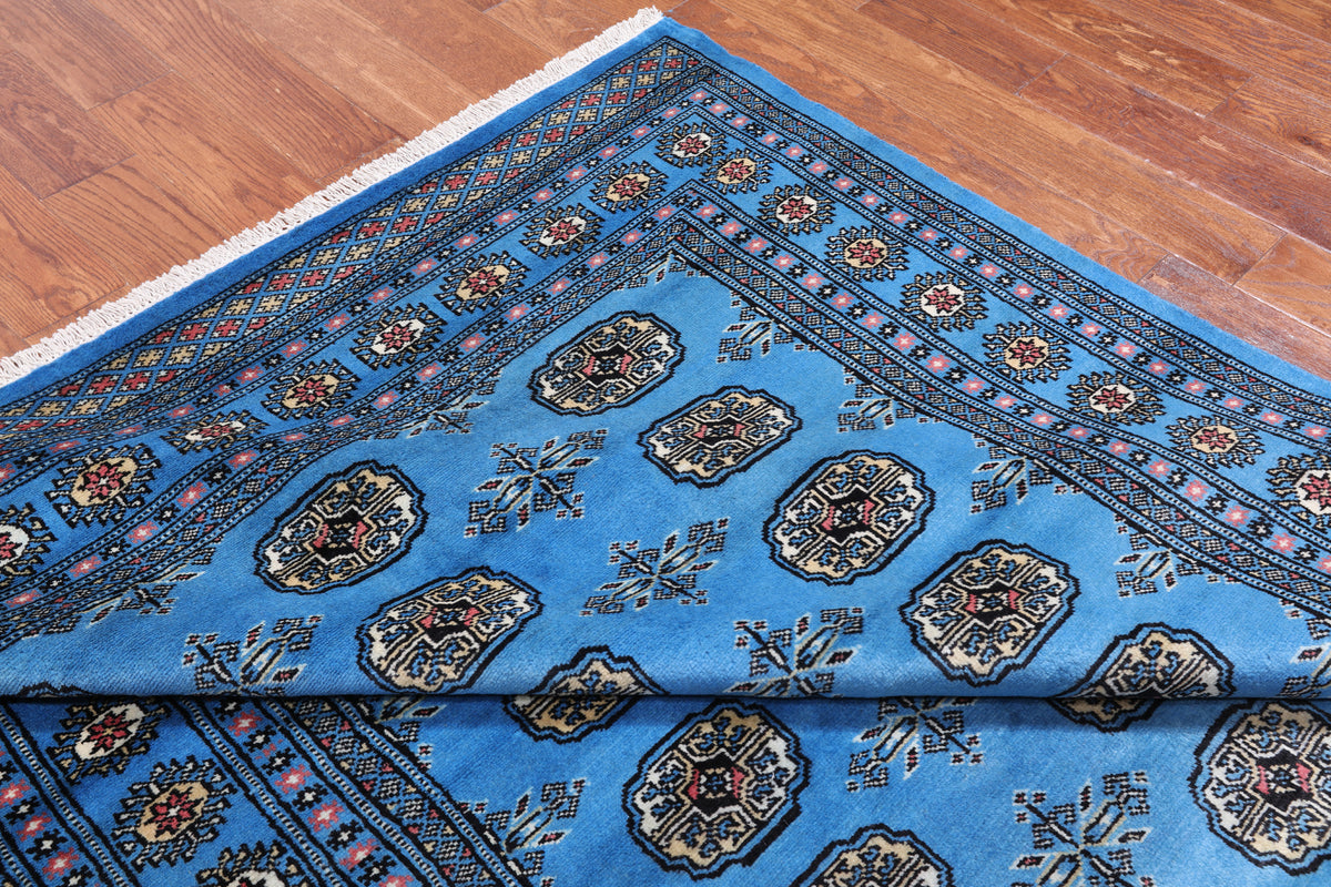 Blue Bokhara Hand-Knotted Wool Rug - 5' 7" X 8' 5"