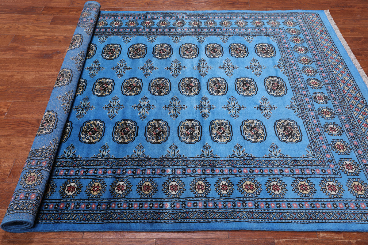 Blue Bokhara Hand-Knotted Wool Rug - 5' 7" X 8' 5"