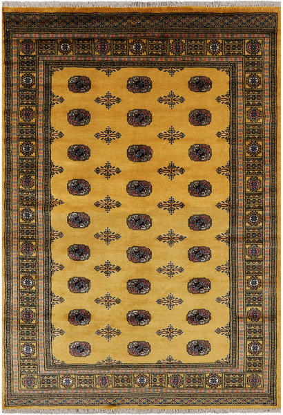 Gold Bokhara Handmade Wool Rug - 5' 5" X 7' 9"