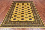 Gold Bokhara Handmade Wool Rug - 5' 5" X 7' 9"