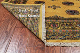 Gold Bokhara Handmade Wool Rug - 5' 5" X 7' 9"