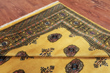 Gold Bokhara Handmade Wool Rug - 5' 5" X 7' 9"