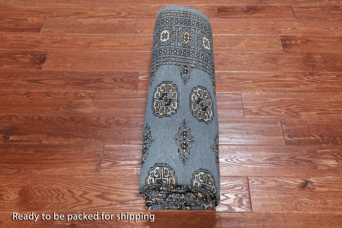Blue Bokhara Handmade Wool Rug - 5' 7" X 7' 11"