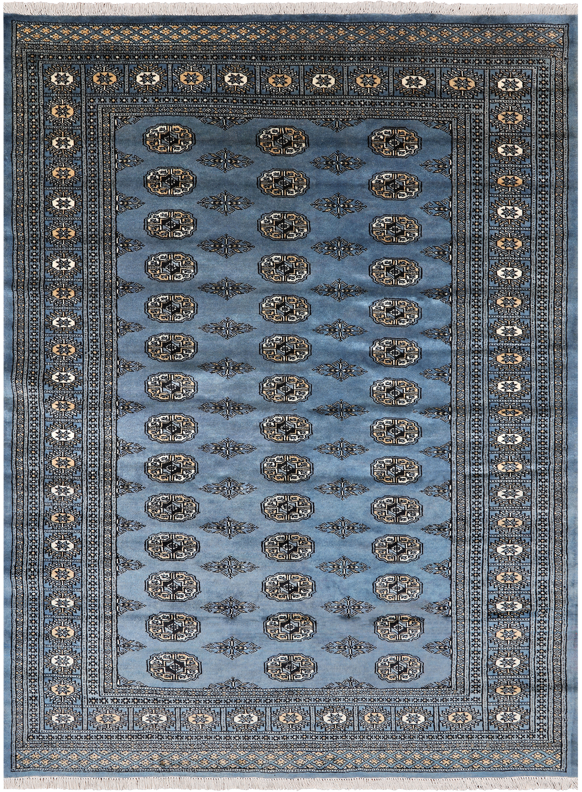 Blue Bokhara Handmade Wool Rug - 5' 7" X 7' 11"