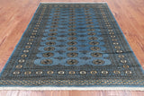 Blue Bokhara Handmade Wool Rug - 5' 7" X 7' 11"