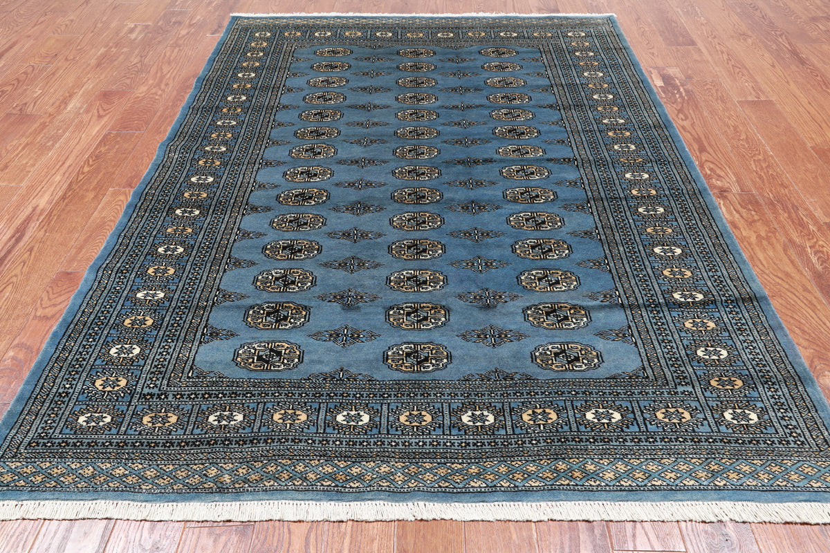 Blue Bokhara Handmade Wool Rug - 5' 7" X 7' 11"