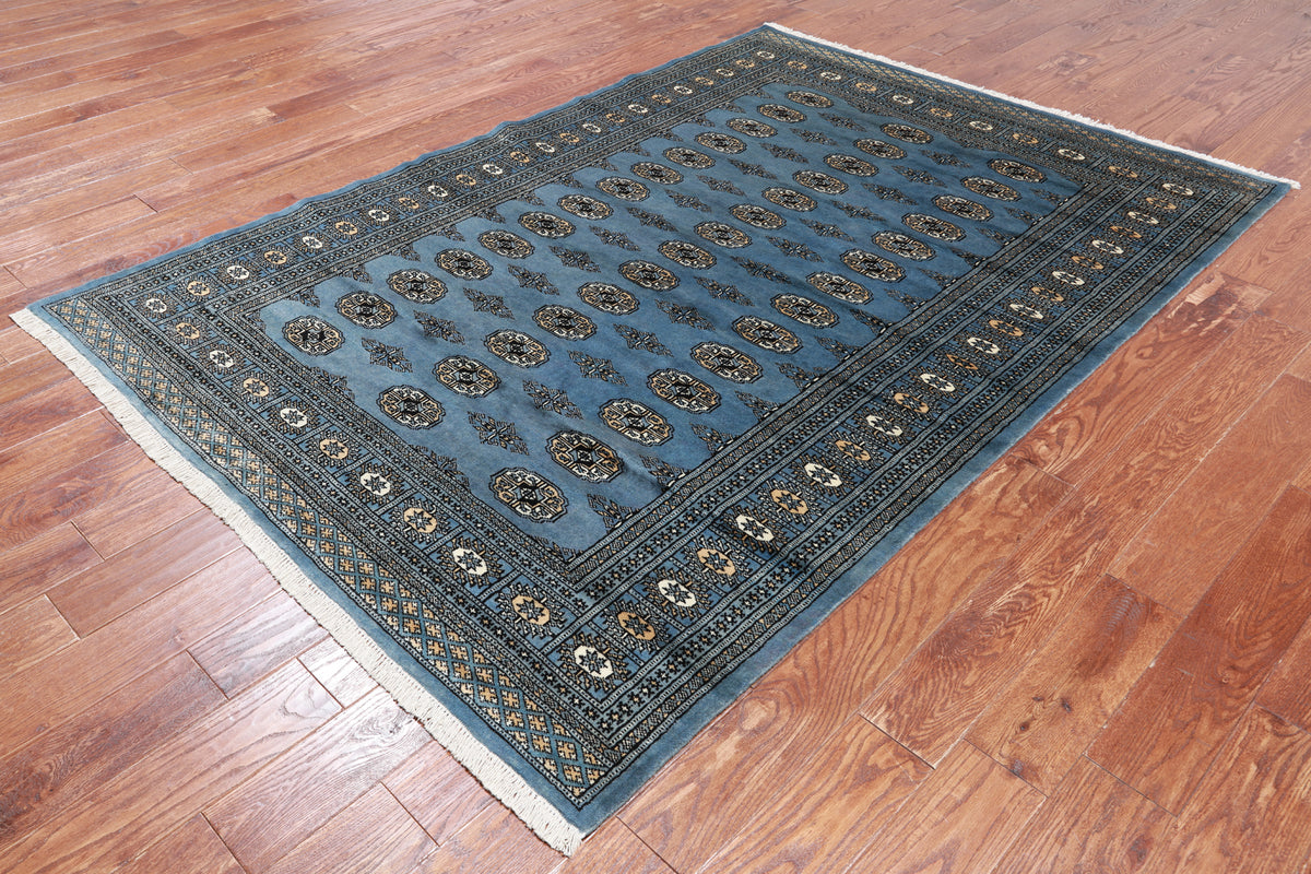 Blue Bokhara Handmade Wool Rug - 5' 7" X 7' 11"