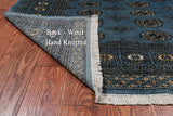 Blue Bokhara Handmade Wool Rug - 5' 7" X 7' 11"