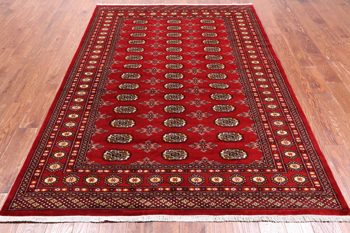 Red Bokhara Handmade Wool Rug - 5' 8" X 8' 0"
