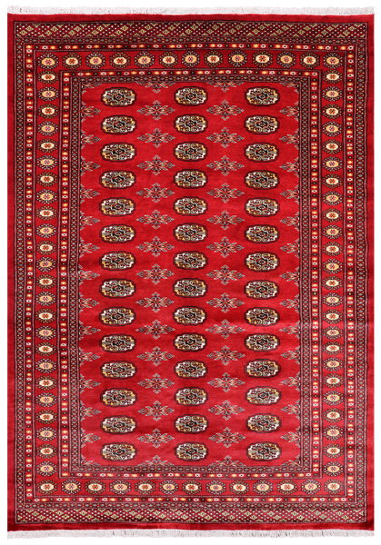 Red Bokhara Handmade Wool Rug - 5' 8" X 8' 0"