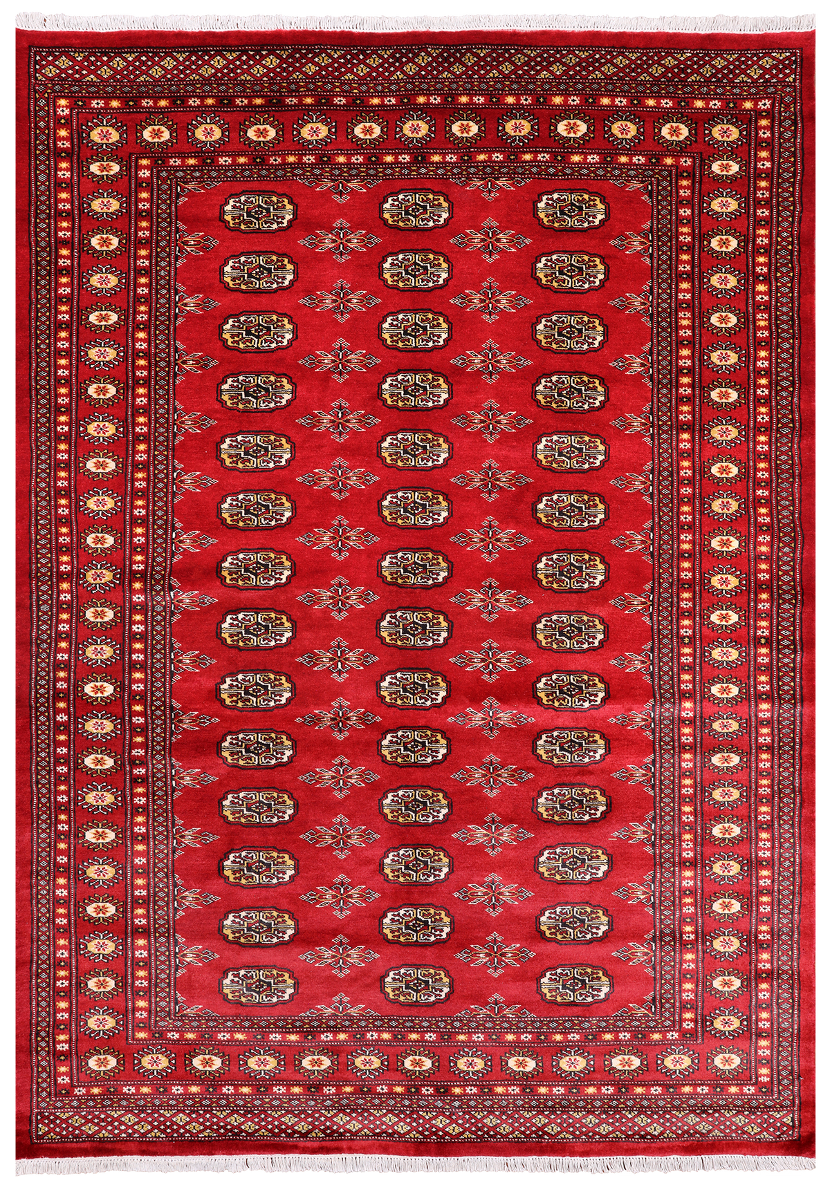 Red Bokhara Handmade Wool Rug - 5' 8" X 8' 0"