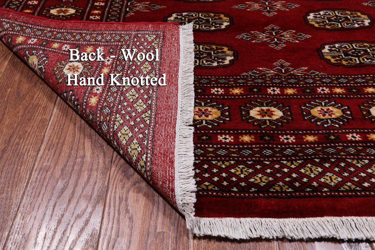 Red Bokhara Handmade Wool Rug - 5' 8" X 8' 0"