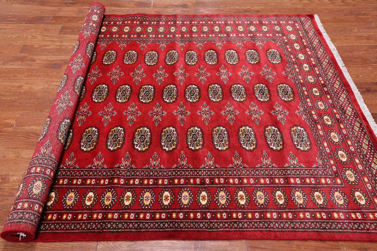 Red Bokhara Handmade Wool Rug - 5' 8" X 8' 0"