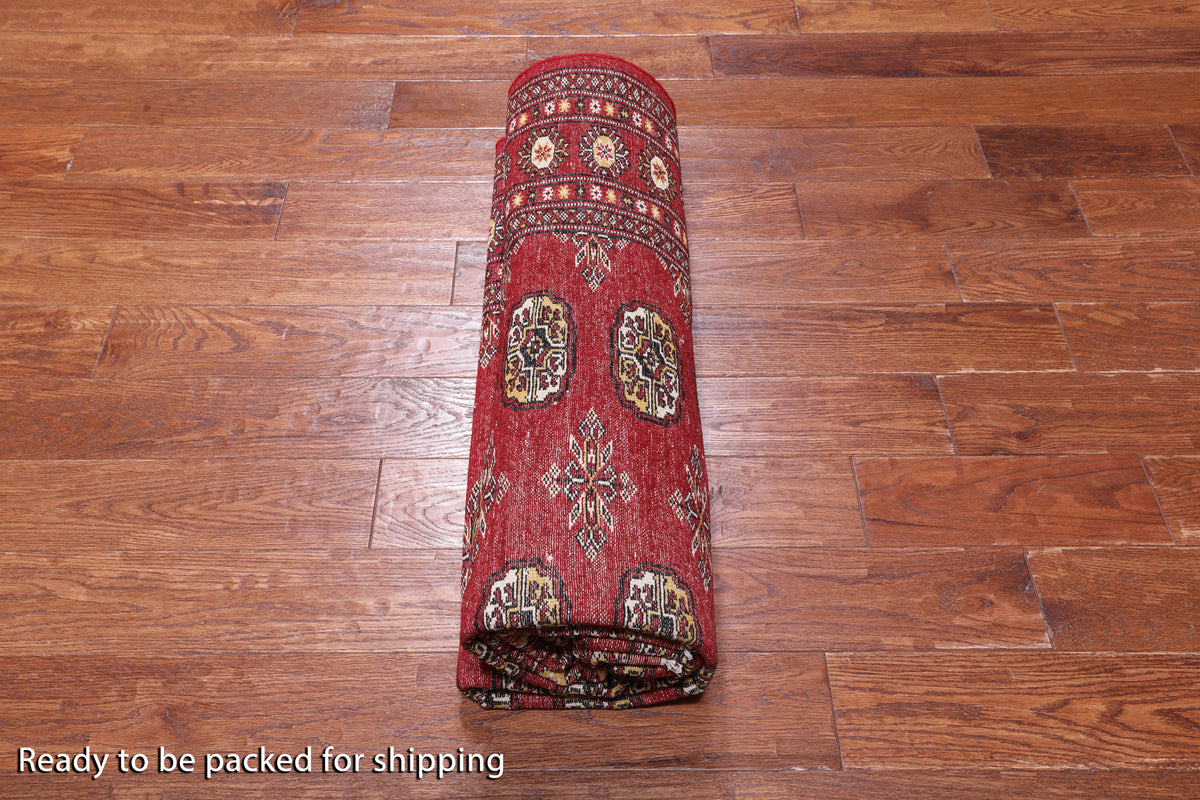 Red Bokhara Handmade Wool Rug - 5' 8" X 8' 0"
