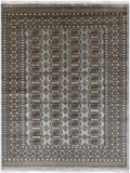 Grey Bokhara Hand-Knotted Wool Rug - 5' 6" X 7' 4"