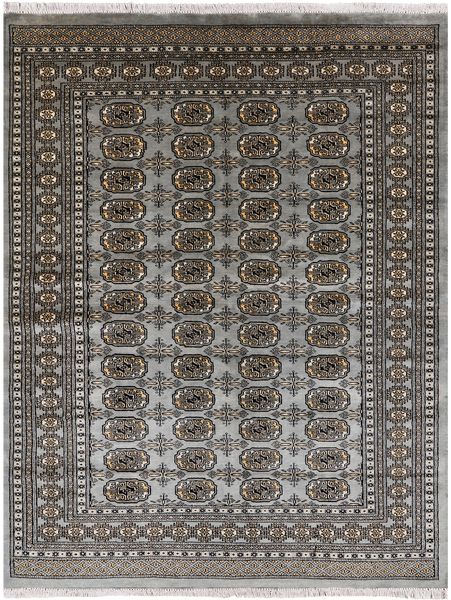 Grey Bokhara Hand-Knotted Wool Rug - 5' 6" X 7' 4"