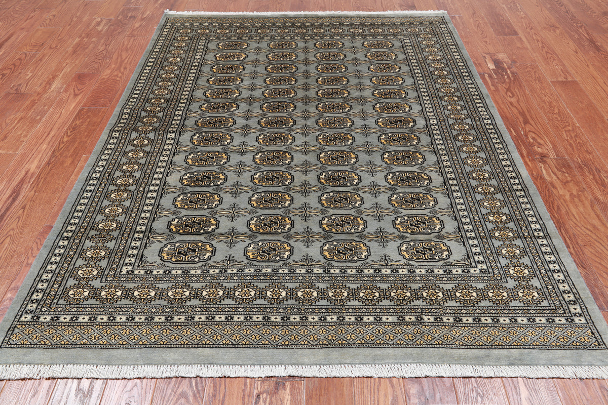 Grey Bokhara Hand-Knotted Wool Rug - 5' 6" X 7' 4"