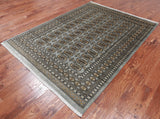 Grey Bokhara Hand-Knotted Wool Rug - 5' 6" X 7' 4"