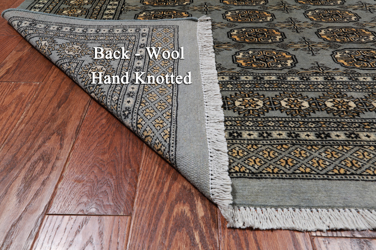 Grey Bokhara Hand-Knotted Wool Rug - 5' 6" X 7' 4"