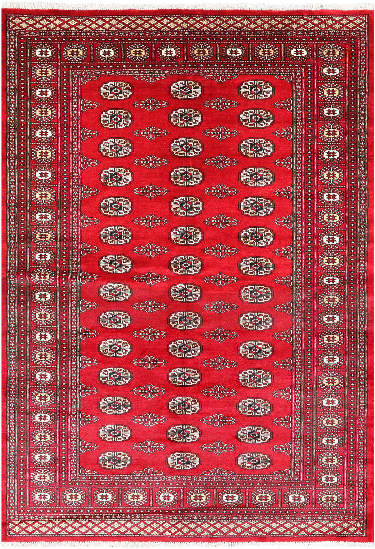 Red Bokhara Hand Knotted Wool Rug - 5' 5" X 7' 10"