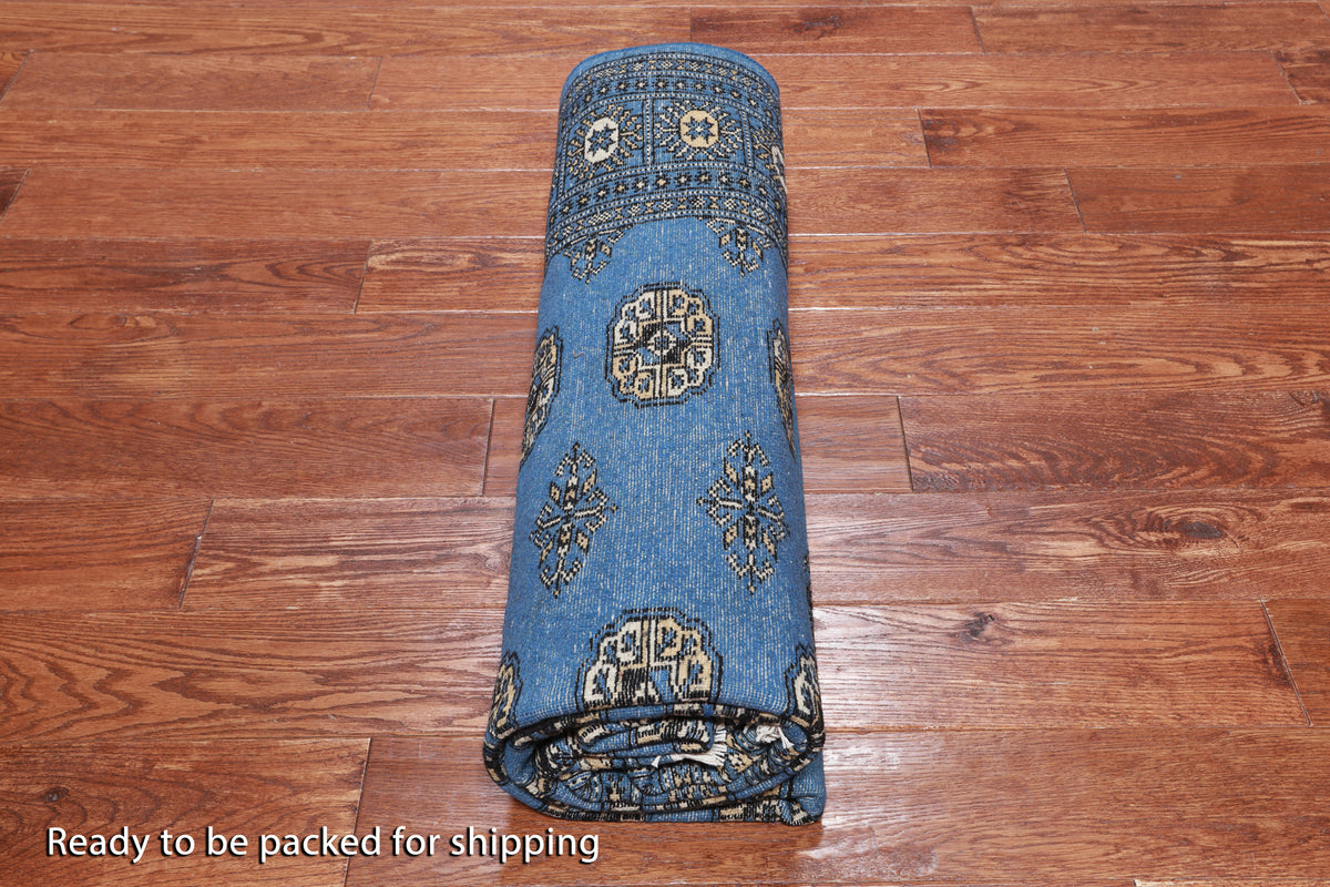 Blue Bokhara Hand Knotted Wool Rug - 5' 6" X 7' 11"