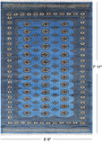 Blue Bokhara Hand Knotted Wool Rug - 5' 6" X 7' 11"