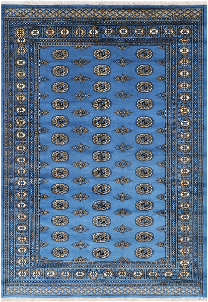 Blue Bokhara Hand Knotted Wool Rug - 5' 6" X 7' 11"