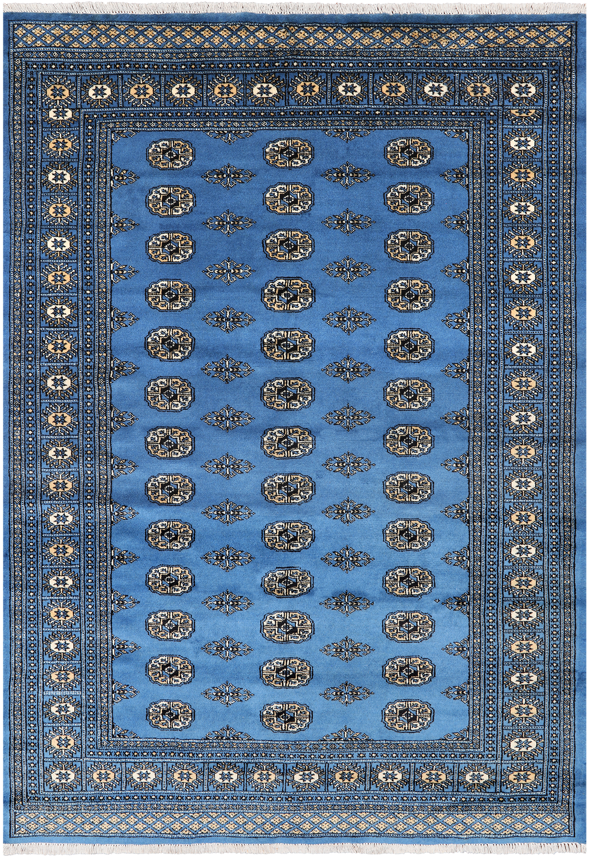 Blue Bokhara Hand Knotted Wool Rug - 5' 6" X 7' 11"