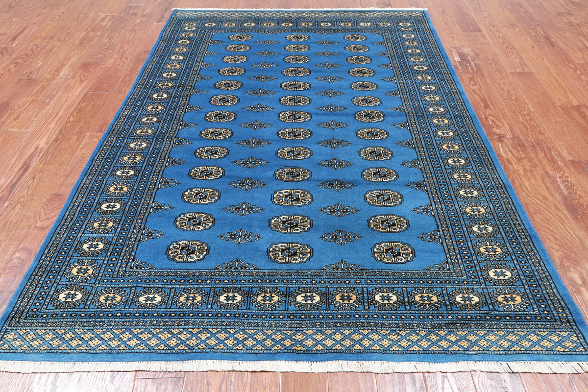 Blue Bokhara Hand Knotted Wool Rug - 5' 6" X 7' 11"