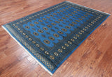 Blue Bokhara Hand Knotted Wool Rug - 5' 6" X 7' 11"
