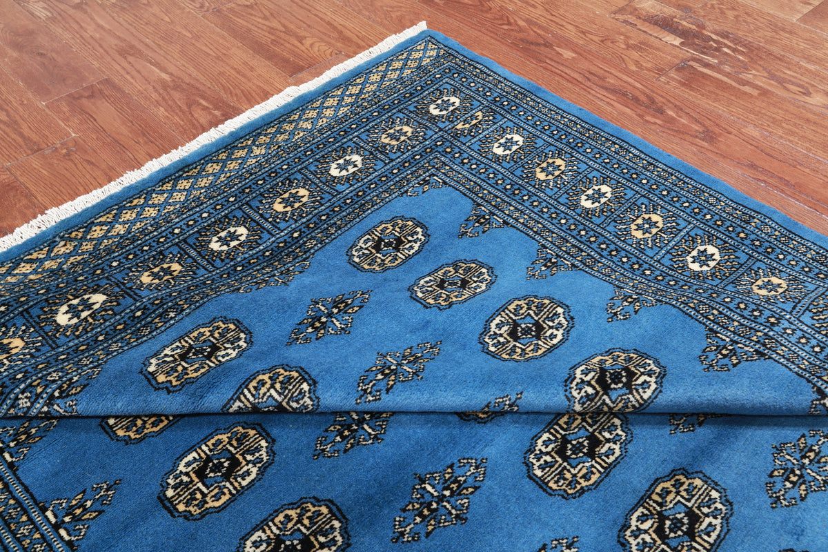 Blue Bokhara Hand Knotted Wool Rug - 5' 6" X 7' 11"