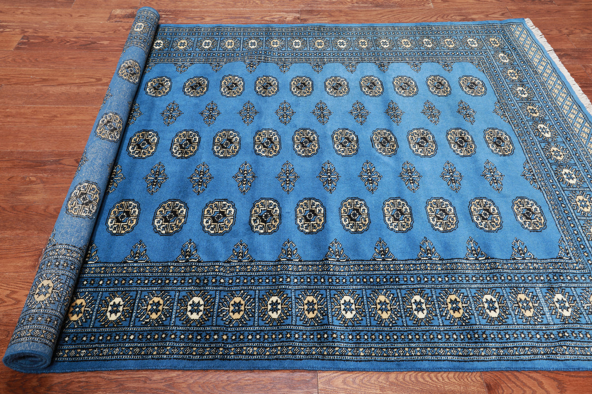 Blue Bokhara Hand Knotted Wool Rug - 5' 6" X 7' 11"