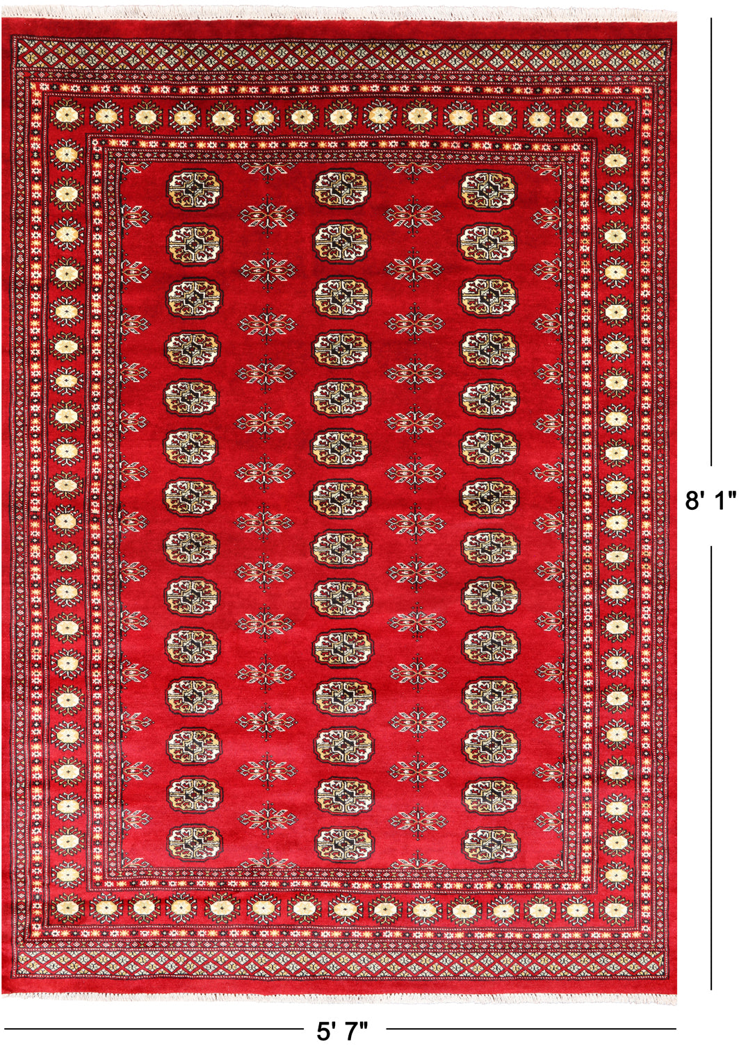 Red Bokhara Hand-Knotted Wool Rug - 5' 7" X 8' 1"