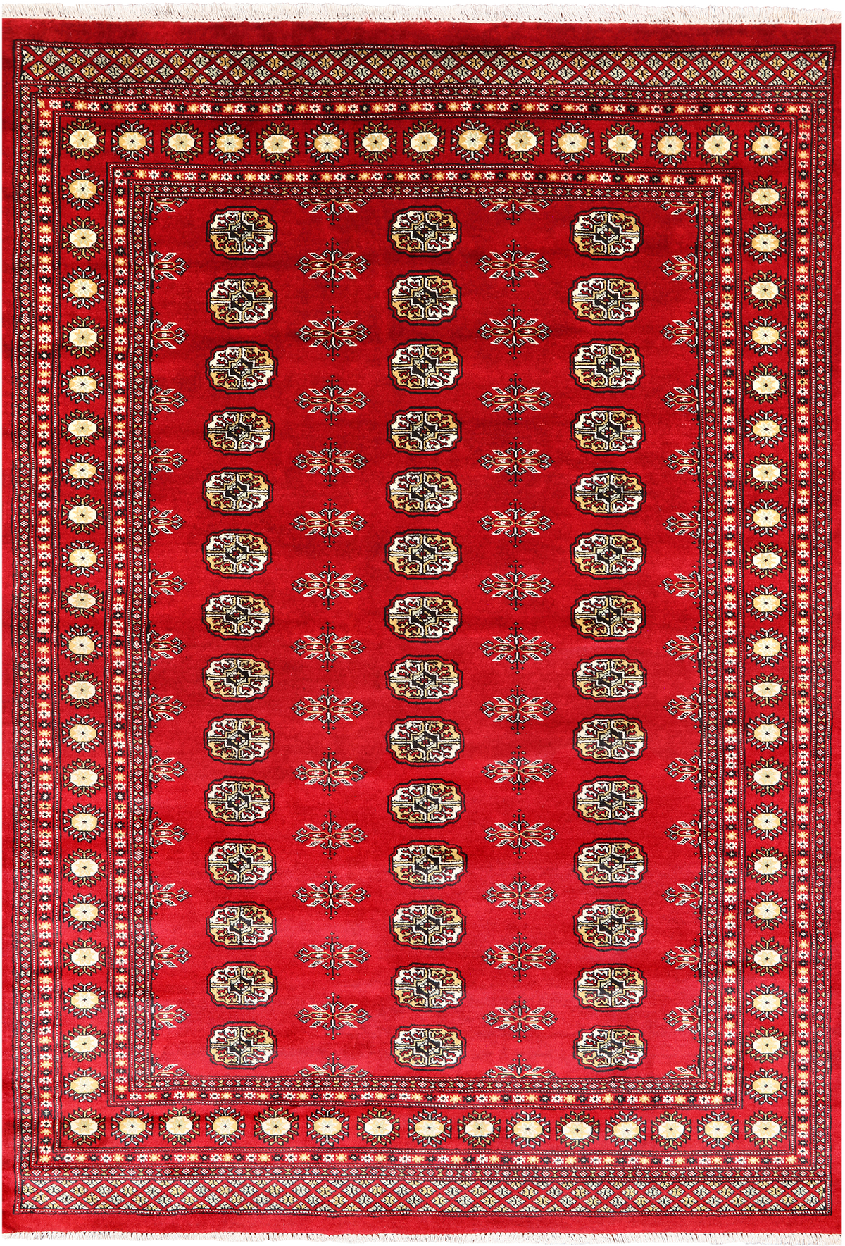 Red Bokhara Hand-Knotted Wool Rug - 5' 7" X 8' 1"