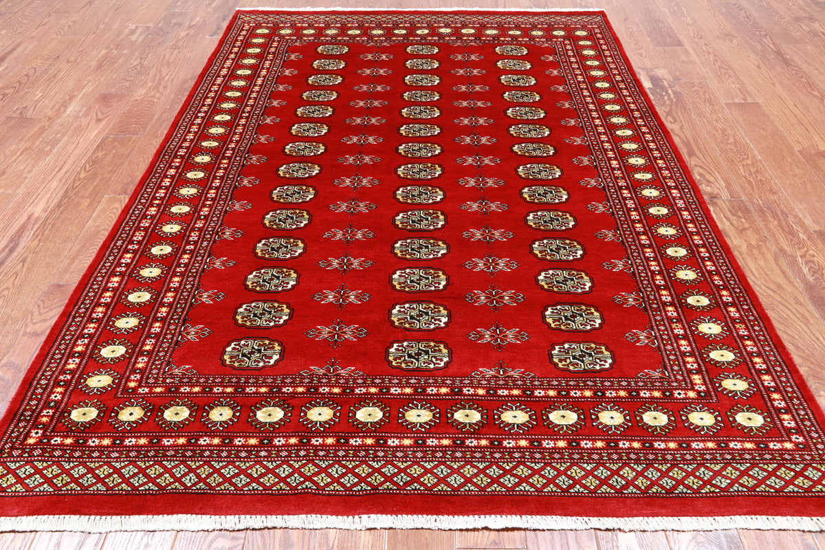 Red Bokhara Hand-Knotted Wool Rug - 5' 7" X 8' 1"